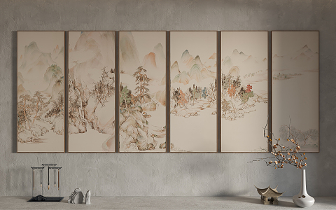 New Chinese Landscape Painting Hanging Painting Decorative Painting 3d model