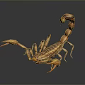 Detailed 3D Rendered Scorpion With Orange Yellow Body Long Tail And Pincers On Dark Background