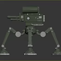 Green Mechanical Robot With Four Legged Biomorphic Design And Blue Lens