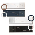 Modern Wall Decor with Rectangular Panels Wavy Lines and Circular Rings 3d model