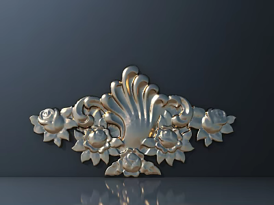 Golden Floral Carving with Intricate Ornate Patterns for Interior Decor 3d model