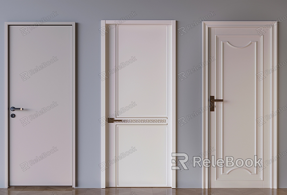 Modern Cream Flat Door French Solid Wood Single Door model