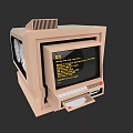Vintage Beige Desktop Computer with Command Line Text Display Screen and Keyboard