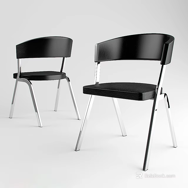 Modern Black Office Chair With Comfortable Seat And Sleek Metal Legs Design 3d model 