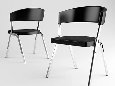 Modern Black Office Chair With Comfortable Seat And Sleek Metal Legs Design 3d model