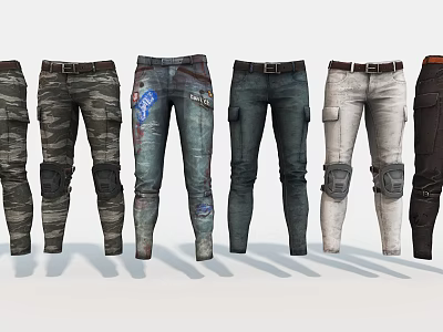 Cargo Trousers With Camouflage Pattern Knee Pad Design Various Colors 3d model