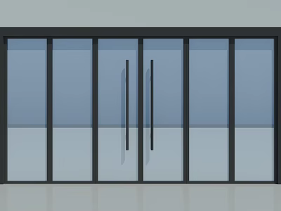 Modern Sliding Door With Black Frame And Glass Panels For Home Interior 3d model