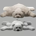Plush Teddy Bear Stuffed Toys Lying Flat In Light Gray And Beige Soft Material For Kids