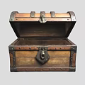 Vintage Wooden Chest Open Lid with Spacious Interior Metal Hardware and Leather Straps