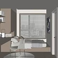 Modern Tatami Bedroom Interior With Platform Bed Desk Chair And Natural Light