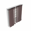 Elegant Brown Textured Curtains With Sheer Panels For Modern Window Decoration 3d model