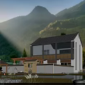 Modern Detached Villa With Mountain View Courtyard And Natural Garden Landscape Design