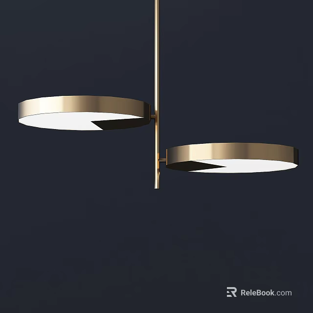 Modern Gold Double Circular Pendant Light Fixture For Interior Decoration Spaces 3d model