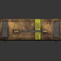 Vintage Brown Suitcase With Yellow Tape Handprint And Warning Labels