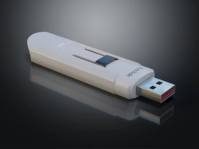 Linksys White USB Flash Drive Portable Digital Storage for Mobile and Digital Devices 3d model