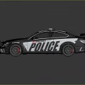 Black And White Police Car With Emergency Lights And Sporty Design