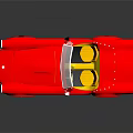 Red Convertible Sports Car With Yellow Interior On Black Background