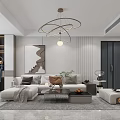 Modern Living and Dining Room Interior With TV Wall Fireplace Sofa And Decorative Plant