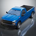 Blue Single Cab Pickup Truck With Shiny Exterior And Black Wheels