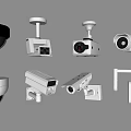 Surveillance camera monitor spherical camera infrared monitor probe monitoring combination 3d model