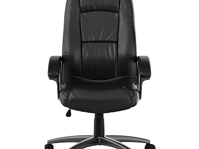 Black Leather Office Chair With High Back Armrests And Swivel Base 3d model