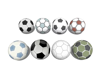 Different Colored Soccer Balls As Sports Equipment For Training And Games 3d model