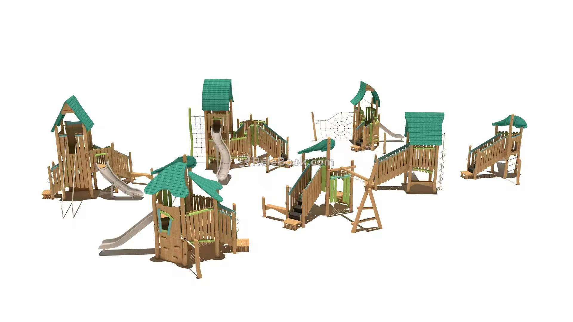 Modern slide wooden house slide 3d model