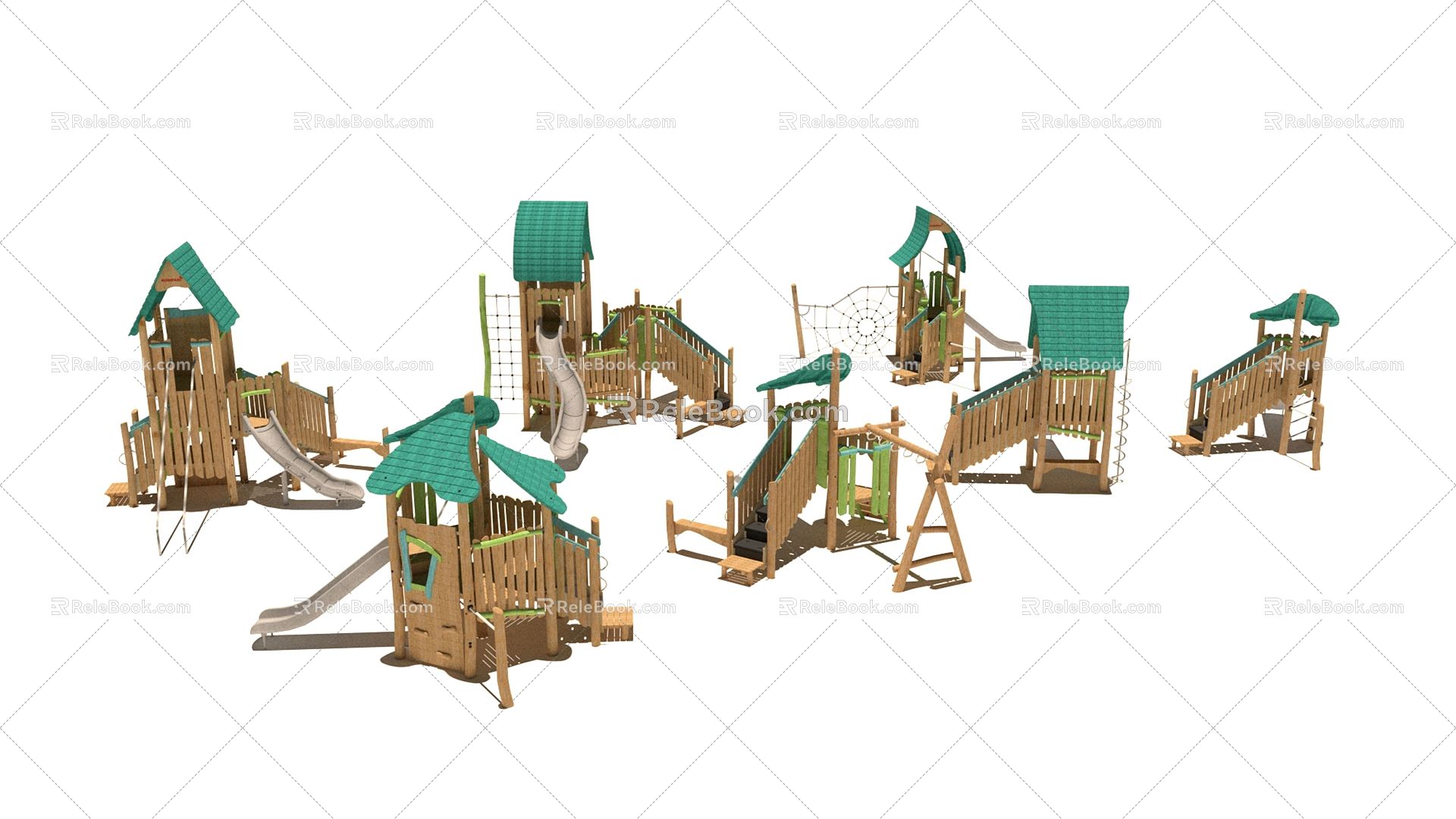 Modern slide wooden house slide model