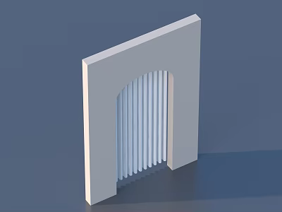 White Arch Decorative Structure With Vertical Stripes In Modern Minimalist Design 3d model