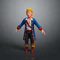 3D Cartoon Character With Blonde Hair Blue Coat Red Lining White Shirt And Yellow Boots