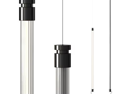 Modern Pendant Light Design With Sleek Black Silver Metal Vertical Tubes For Home Decor 3d model