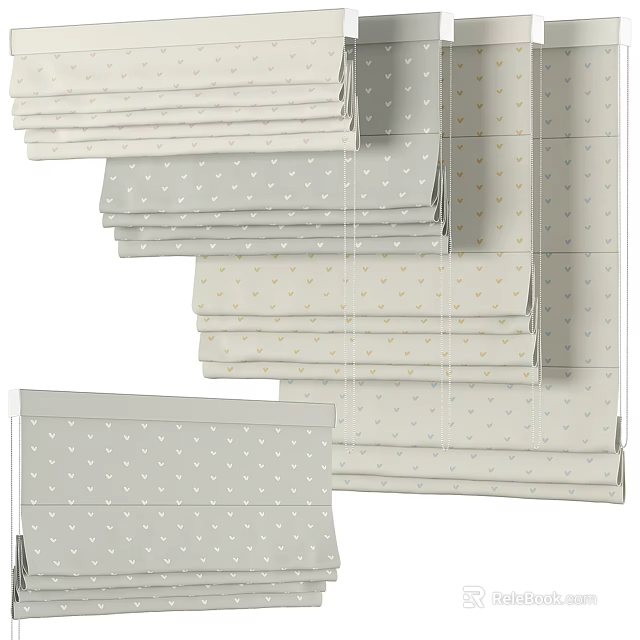 Dotted Pattern Light Fabric Roman Blinds For Modern Stylish Home Window Decor 3d model