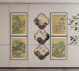 New Chinese Style Decorative Hanging Painting 3d model