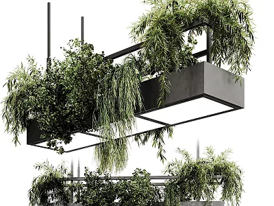 Modern Stylish Pendant Light With Green Plants And Hanging Foliage Design 3d model