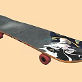 Sports Equipment Skateboard With Anime Character Design Gray Deck And Red Wheels