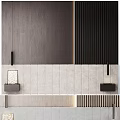 Modern Bedhead Wall With Wooden Panels And Vertical Slats