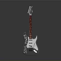 Black And Blue Electric Guitar With Soul Power Inscription For Daily Life