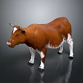 Detailed Brown And White Cow Figurine With Shiny Surface And Reflection