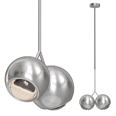 Modern Metallic Spherical Pendant Lights With Two Globe Design For Interior 3d model