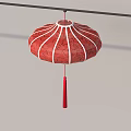 Red Hanging Lantern With White Patterns And Red Tassel For Daily Life Supplies