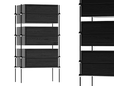 Modern Entryway Cabinet And Side Cabinet With Wooden Drawers And Metal Frame Design 3d model