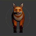 Orange Red Fox Character With White Underbelly Black Paws And Gray Background Reflection 3d model