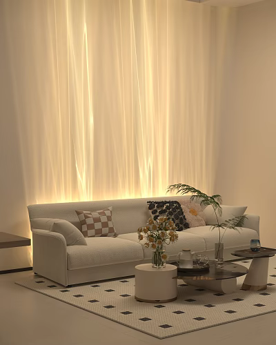 Modern three-seat sofa corrugated lamp 3d model