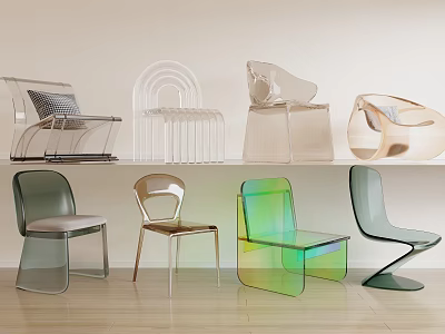 Transparent Modern Leisure Chairs With Sleek Design And Various Styles 3d model