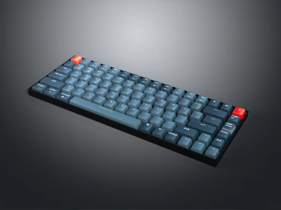 Sleek Modern Mechanical Keyboard With Gray Keycaps Red Accent Keys And Compact Design 3d model
