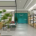 Modern Retail Store Interior With Yellow Sofas Round Coffee Table And Green Plants