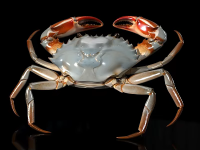Blue Crab With Red Claws And Gray Body Isolated On Black Background 3d model