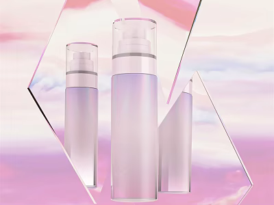Ceramic Vessels Spray Bottles With Gradient Color Geometric Decorations And Pastel Pink Purple Cloud 3d model