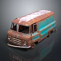 Old Rusted Turquoise Van Exterior With Classic Design And Weathered Look