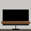 Modern TV With Wooden Stand And Floor Standing Speakers In Minimalist Interior